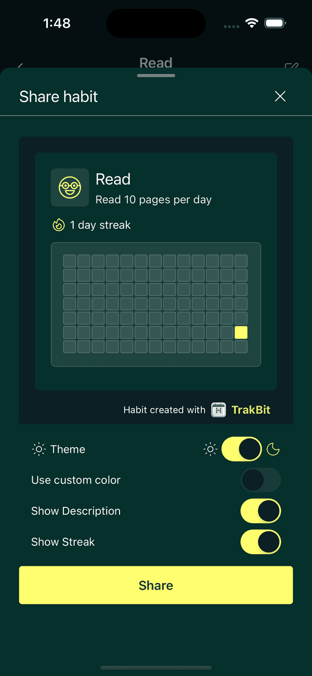 Share habits feature